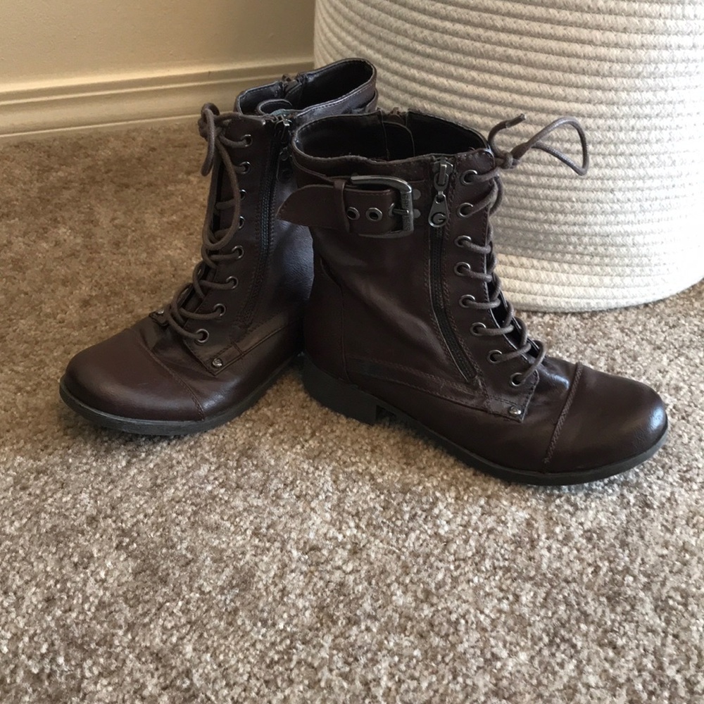 Brown Leather Combat Boots